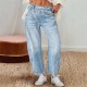Cross-border 2025 new European and American retro banana pants, loose-fitting scimitar trousers, wide-leg pants, mid-rise straight-leg jeans for women
