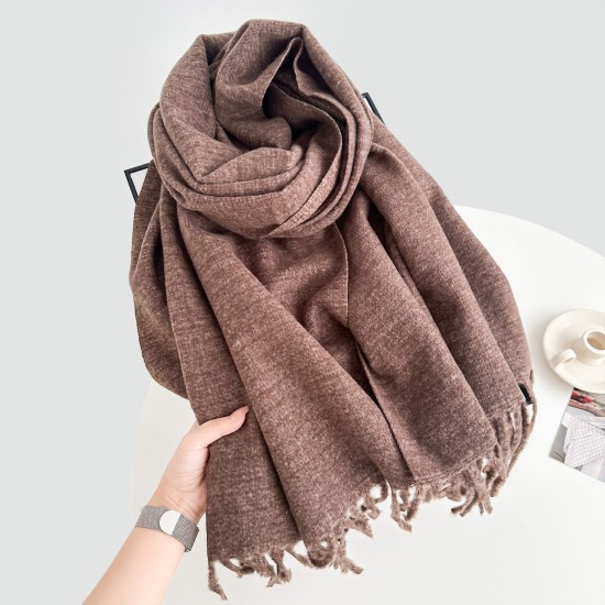 20 25 new solid-color scarves, winter shawls for couples, dual-use, warm, long, thickened tassel scarves, now in stock.