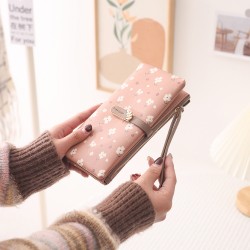 Lianbu 2024 New Long Wallet, Women's Small Fresh Print, Buckle Zipper, Multifunctional Large-Capacity Phone Bag