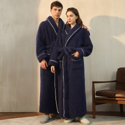 Autumn and Winter Thickened Comfortable Cotton Fleece Nightgown for Men Winter Plus Size Luxury Couple's Bathrobe for Women Extra Long Pajamas