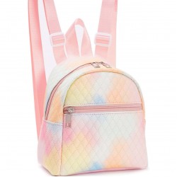 Best-selling cross-border women's backpack, rainbow multi-color PU quilted mini backpack, stylish and casual, high-end school bag
