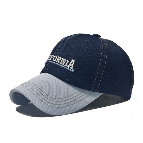 Cross-border Korean-style denim colorblock baseball cap for men, stylish and personalized letter-embroidered baseball cap for women, casual sun hat Cross-border Korean-style denim colorblock baseball cap for men, stylish and personalized letter-embroidered baseball cap for women, casual sun hat