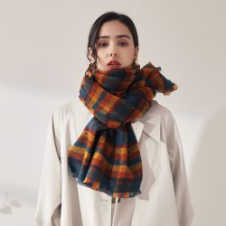 Fashionable plaid scarf for women, 2025 new autumn and winter Korean style sweet imitation cashmere scarf, wholesale, thickened and warm shawl