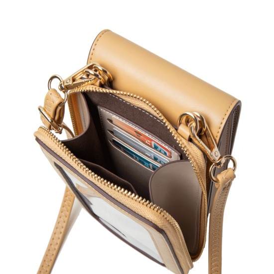 Prettyzys new touchscreen women's phone bag, Japanese and Korean style, simple solid color crossbody bag, large capacity shoulder wallet