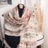 Thin, niche imitation cotton and linen, pastoral-style printed silk scarf, Japanese and Korean, fashionable and elegant shawl for women, a sophisticated holiday gift