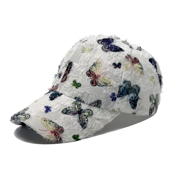 Ethnic-style hat for women, summer sun protection, perfect for travel and shopping, butterfly-printed hardtop baseball cap for women. Ethnic-style hat for women, summer sun protection, perfect for travel and shopping, butterfly-printed hardtop baseball cap for women.