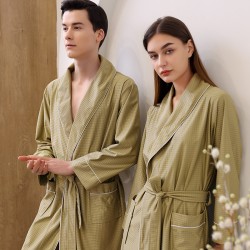 Summer thin satin bathrobe absorbent quick-drying couple's robe, extra long and plus-size for men, spring and autumn