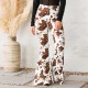 Factory Direct 2023 New European and American Women's Jeans, White Background Print, Brown High-Waisted, Flared, In-Stock Wholesale