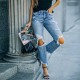 2023 new European and American cross-border spring ripped jeans for women, washed, ripped, raw-edged, beggar pants in stock for wholesale