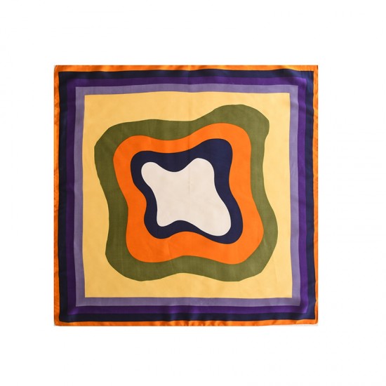 Colorful patchwork silk scarf for women, sweet Korean-style 70s square scarf, fresh and simple silk scarf, imitation silk shawl, wholesale.