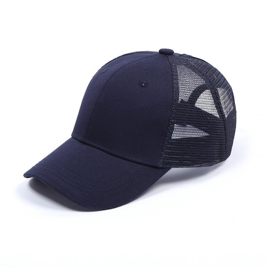 New cross-border summer plain mesh baseball caps, solid-color mesh caps for men and women, and hip-hop caps.