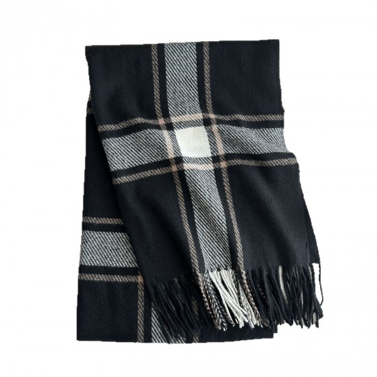Autumn and winter warm, whitening, thickened Korean-style scarf for women, faux cashmere plaid tassel shawl for students.