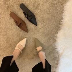 2023 Spring/Summer New Women's Closed-Toe Sandals, Fashionable and Versatile, Square-Toed, Slingback Shoes