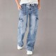 2025 Cross-Border European and American Cross-Border 2025 Autumn New Lace-Up Jeans: Women's Loose Straight-Leg Casual Work Pants: In Stock