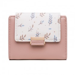 Pruti's new women's short wallet, fresh and stylish colorblock floral print, large capacity, student wallet