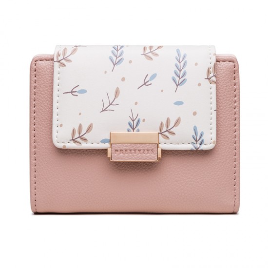 Pruti's new women's short wallet, fresh and stylish colorblock floral print, large capacity, student wallet