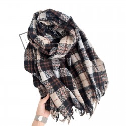 A new cross-border retro plaid scarf for women, versatile and warm for autumn and winter, thickened and dual-use faux cashmere shawl.