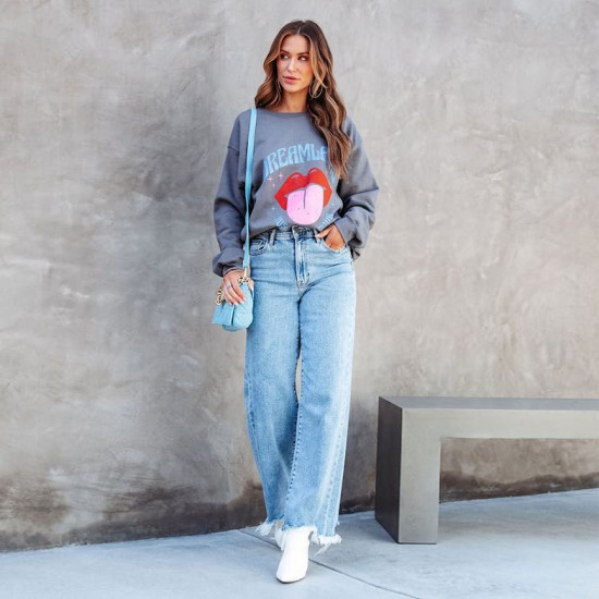 Amazon 2025 Cross-Border Loose Casual Jeans for Women: Fashionable, Simple Tassel Straight-Leg Pants