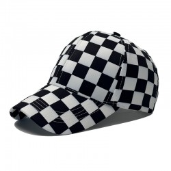 Cross-border new sports baseball cap, a stylish, unisex checkerboard peaked cap, a trendy outdoor sun protection hat.