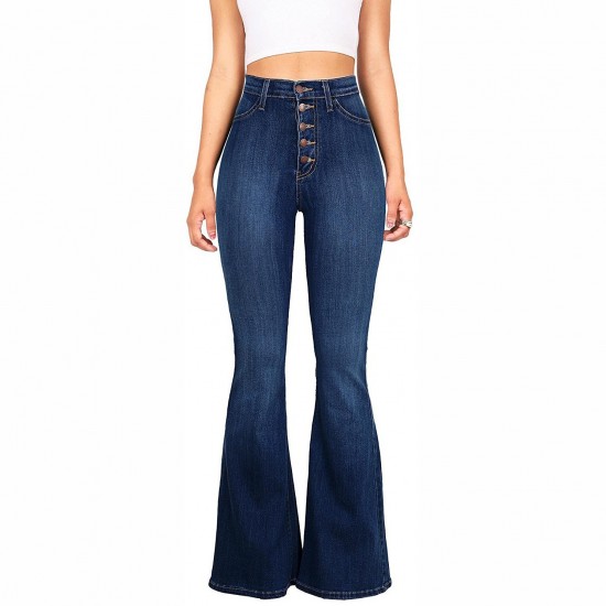 2025 factory direct European and American hot-selling women's jeans, slim-fitting high-waisted hip-lifting flared pants, ready for wholesale