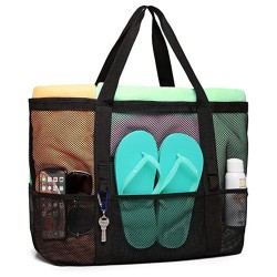 Large-capacity beach bag, mesh swim bag, multifunctional travel portable, single-shoulder beach bag, swimsuit storage bag