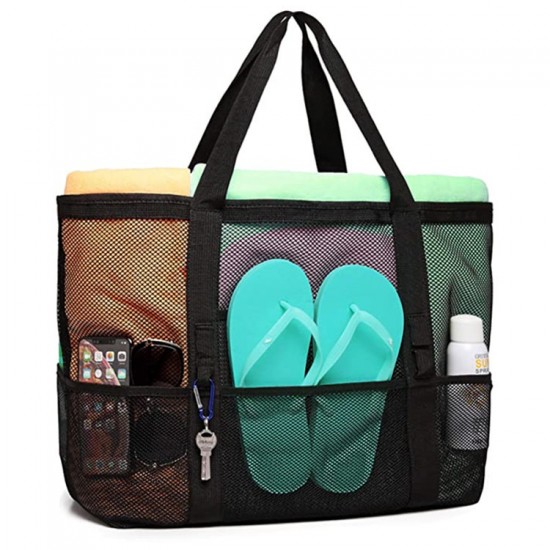 Large-capacity beach bag, mesh swim bag, multifunctional travel portable, single-shoulder beach bag, swimsuit storage bag