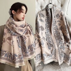 New women's scarf, winter office nap blanket, faux cashmere tassel warm scarf, thickened.
