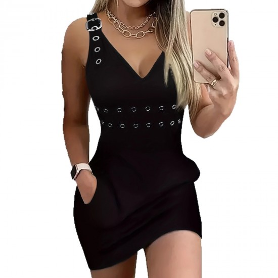 New Spring 2025 European and American Cross-Border Sexy Slipper V-Neck, Fashionable Studded Hottie Party Dress, Slipper Dress for Women New Spring 2025 European and American Cross-Border Sexy Slipper V-Neck, Fashionable Studded Hottie Party Dress, Slipper Dress for Women