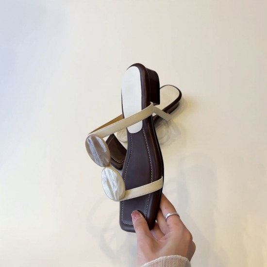 Women's nude pointed-toe bow-tie pumps, spring slip-on sandals.