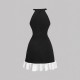European and American cross-border 2025 new chiffon, fringe-trimmed, inner-layer, sexy, see-through T-shirt, long-sleeved base top for women