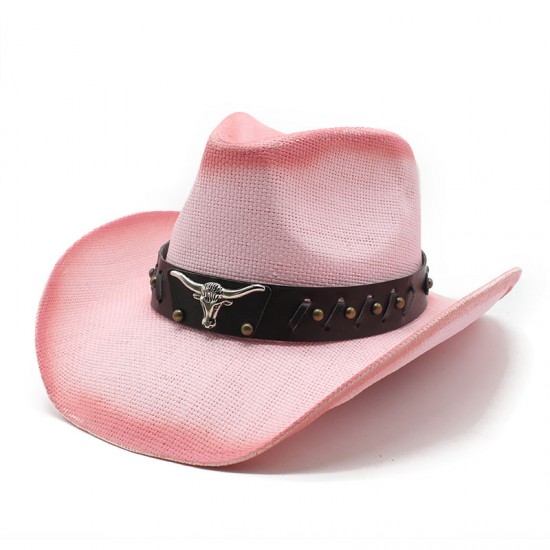Western cowboy hat, spring and summer, horseback riding, beach, and vacation hat, hard straw hat for sun protection