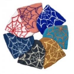 European and American Faux Mink Fur spiderweb jacquard knitted hat, trendy pullover, stylish and casual unisex hat.
