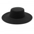 Autumn and winter new cross-border thickened men's and women's hats with 10cm brim, woolen felt flat top hats with wide brims.