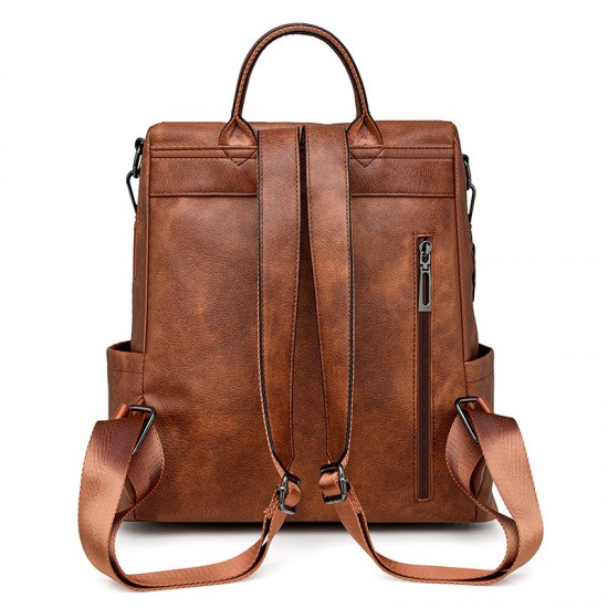 Cross-border PU women's winter new European and American retro versatile backpack, high-end two-tone tassel backpack wholesale