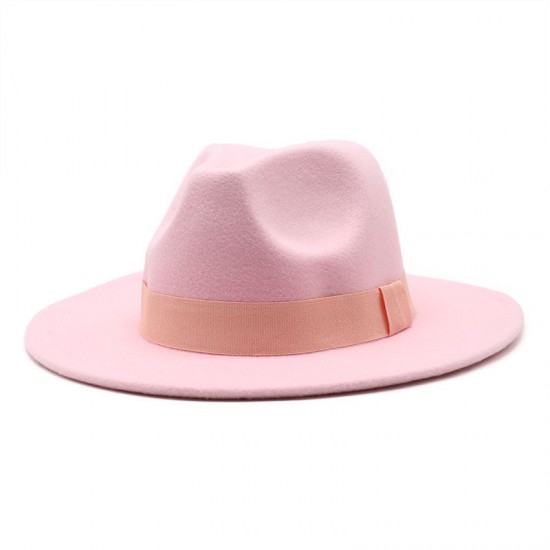 New autumn and winter wide-brim hats for men and women, Korean-style fashionable woolen jazz hat, British-style topper CMN047
