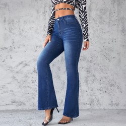 Factory Direct Foreign Trade European and American Cross-Border 2025 Spring New Women's Jeans: Slim Fit, Elegant Commuter Bootcut Jeans