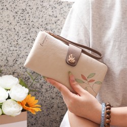 Lianbu New 2025 Wallet for Women, Long Multifunctional Large Capacity Clutch with Printed Buckle and Folding Zipper