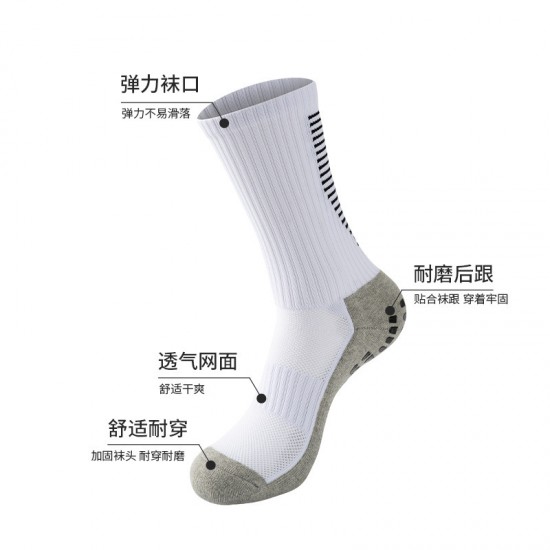 Thickened towel-soled, wear-resistant dotted mesh soccer socks, basketball socks, running gray socks, elite sports thickened cotton socks.