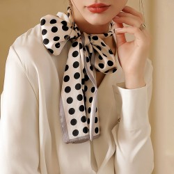 Women's Long Silk Scarf, 2025 Spring New Polka Dot Print Bag Bandage and Hairband, Wholesale