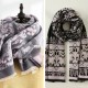 2025 double-sided faux cashmere scarves, women's winter FD print, ladies' warm cashmere scarves, dual-use scarves, wholesale