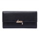 New cross-border women's wallet, long, Japanese and Korean style, fresh, solid color, PU leaf pendant, large-capacity clutch, wholesale.