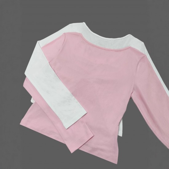 European and American cross-border women's clothing: New summer sexy, stylish, slim-fitting, navel-baring solid color long-sleeved top, T-shirt for women.
