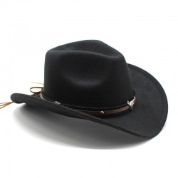 Metallic Bull Head Logo Western Cowboy Hats, Cross-Border Hot Selling Autumn and Winter Wool Jazz Hats, Men's and Women's Felt Hats