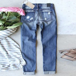 2025 factory direct sales, in stock 5. New Spring Women's Ripped Jeans, Best-Selling Printed Patchwork Casual Pants on AliExpress Amazon