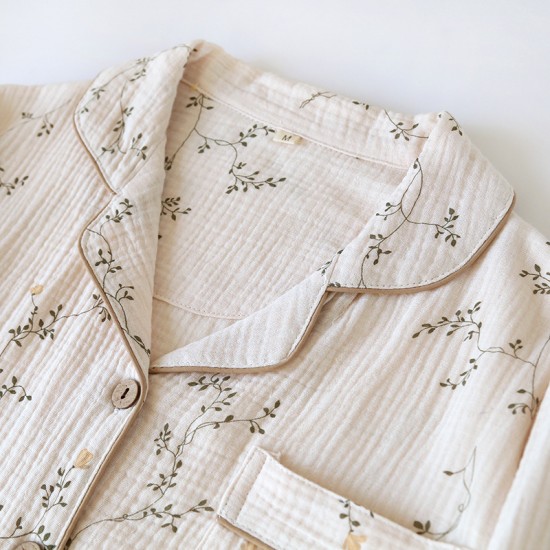 New Women's Pajamas, Pure Cotton Double-Layer Gauze Yarn-Dyed Jacquard Long-Sleeved Pants, Thin Spring, Summer, and Autumn Homewear Sets New Women's Pajamas, Pure Cotton Double-Layer Gauze Yarn-Dyed Jacquard Long-Sleeved Pants, Thin Spring, Summer, and Autumn Homewear Sets