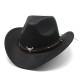 Metallic Bull Head Logo Western Cowboy Hats, Cross-Border Hot Selling Autumn and Winter Wool Jazz Hats, Men's and Women's Felt Hats