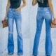 Factory direct sales: American-style flared women's stretch jeans, high-waisted, slimming, 2023 new foreign trade ripped jeans