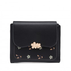 New Japanese and Korean style short women's wallet, stylish, printed, tri-fold, buckle, zipper, multifunctional coin purse, card holder