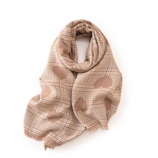 Women's scarves, high-end, heart-printed, mid-length, warm autumn and winter scarves, new winter fashionable commuter scarves for women