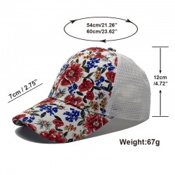 New cross-border floral mesh baseball hats for women, spring and summer casual sun hats, fashionable printed curved brim baseball hats